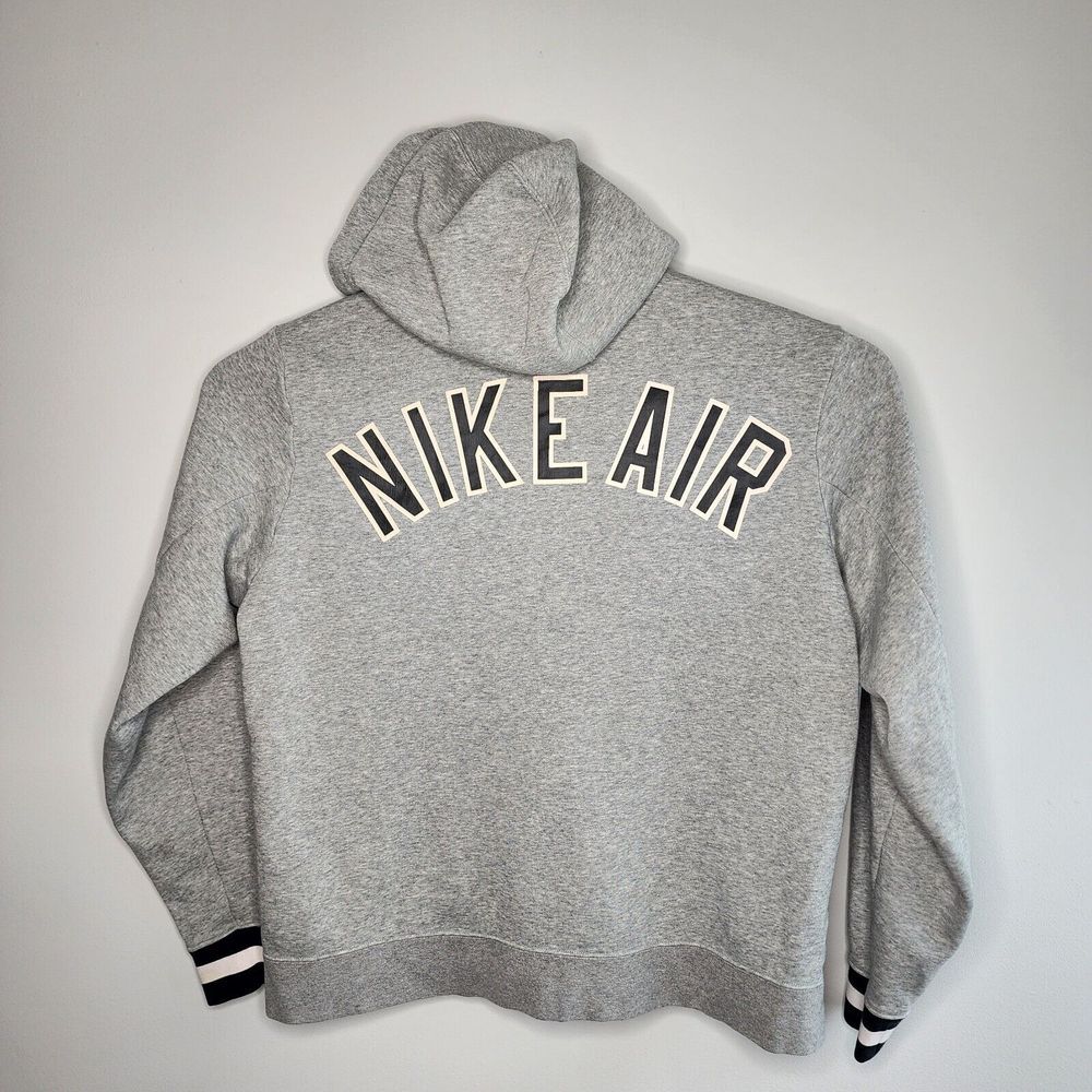 Nike Air Men's Fleece Full-Zip Hoodie, Size M Gray Black READ